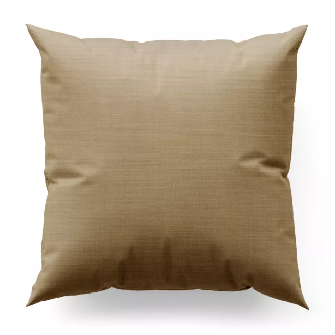 Poszewka szyta ciemnobeżowa z miękkiej tkaniny o naturalnym splocie w stylu ekologicznym