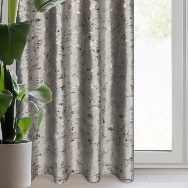 Zasłona stalowo, złocista zdobiona marmurkowym wzorem, welwetowa 140x250 cm przelotka TAMI