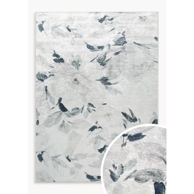 Dywan 50x80 cm kremowo, grafitowy z motywem kwiatów LOTUS 3