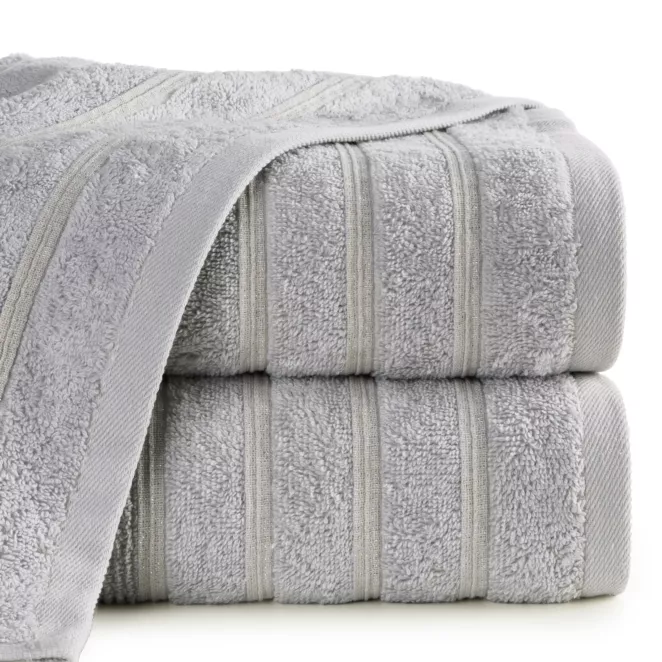 Ręcznik kąpielowy 70x140 cm bawełniany kolor srebrny w błyszczące paseczki AMIRA