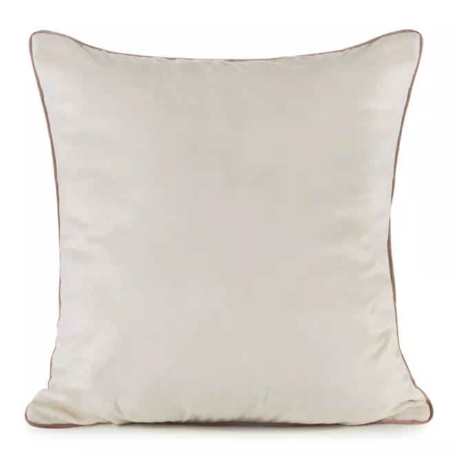 Poszewka na poduszkę 45x45 cm welwetowa, kremowa o delikatnym połysku z ozdobną lamówką GAJA 2