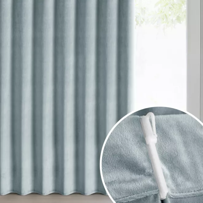 Zasłona srebrna z welwetowej tkaniny 80x270 cm (wymiar podany na gotowo) system flex - MELANIE