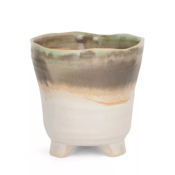 Osłonka ceramiczna na donicę KATIA w stylu boho z cieniowaniem