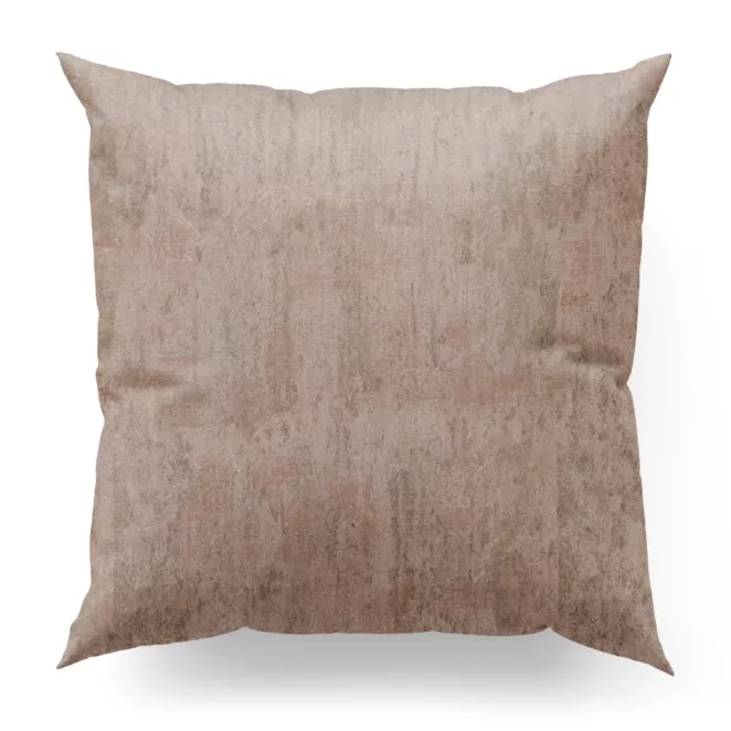 Poszewka szyta pudrowo różowo szampańska z tkaniny welwetowej z nadrukiem