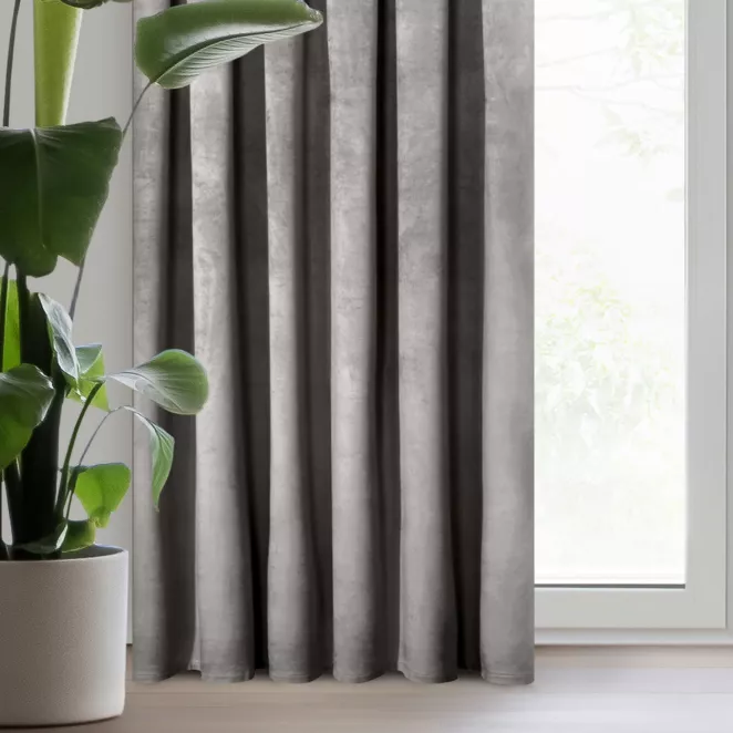 Zasłona welwetowa stalowa gładka 140x300 cm taśma - PIERRE