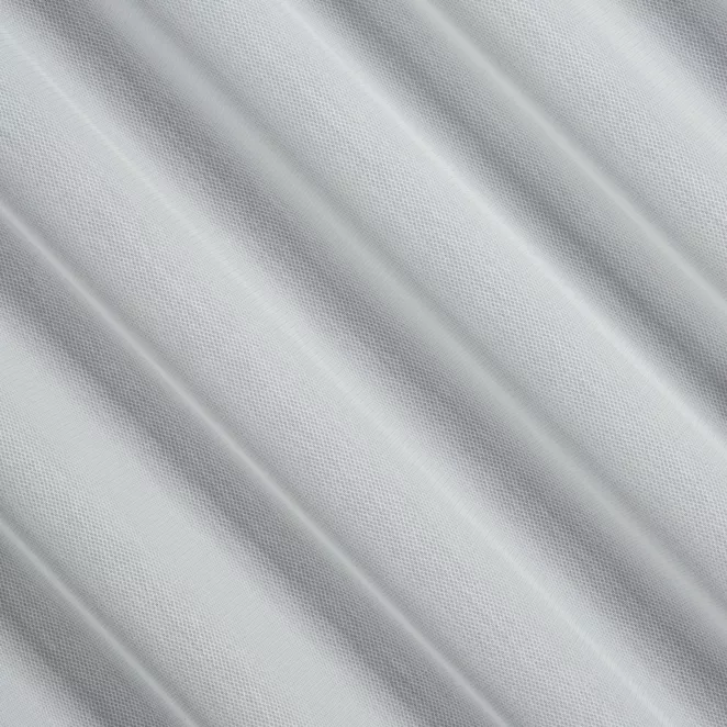 P278/8 Firana szyta na taśmie 5 cm naturalna z miękkiej tkaniny w drobną krateczkę z geometrycznym wzorem, wykończona obciążnikiem