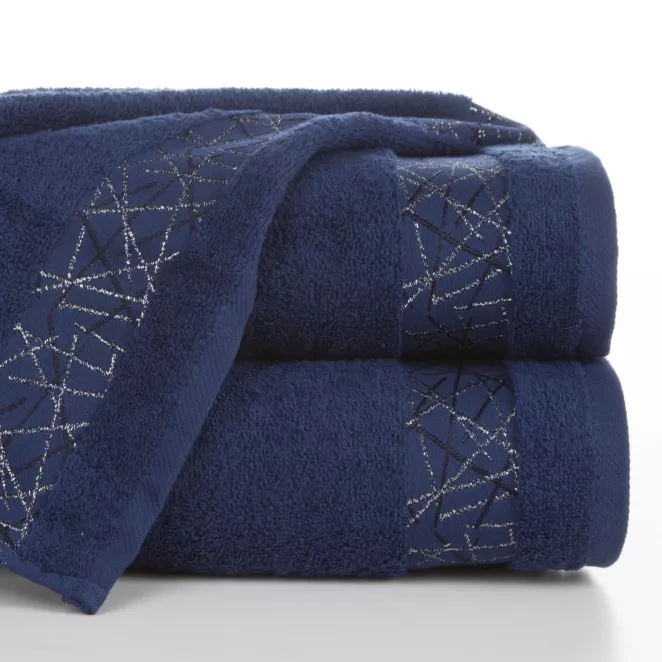 Ręcznik kąpielowy 50x90 cm bawełniany kolor granatowy z żakardową bordiurą 480 g/m2 NIKA