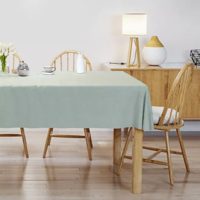Obrus szyty ADESSA jasnoturkusowy z miękkiej tkaniny o welurowej strukturze