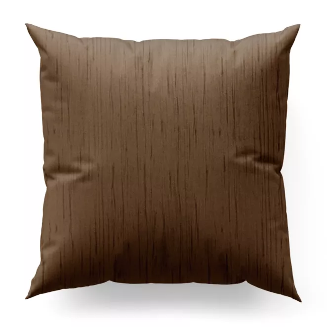 Poszewka szyta jasnobrązowa z tkaniny welwetowej w pionowe prążki, wykończona obciążnikiem