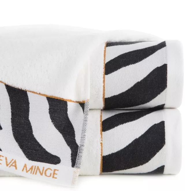 Ręcznik kąpielowy 50X90 cm bawełniany kolor kremowy,czarny z designerską bordiurą 500 g/m2 EVA 22 Eva Minge