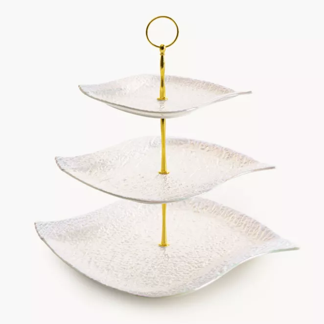 Trzypoziomowa patera dekoracyjna z wypukłym wzorem NINA