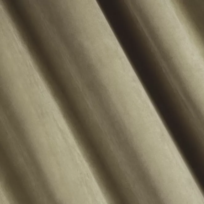 R88/18 Zasłona szyta na taśmie 5 cm ENYA ciemnobeżowa z miękkiej półmatowej tkaniny welwetowej