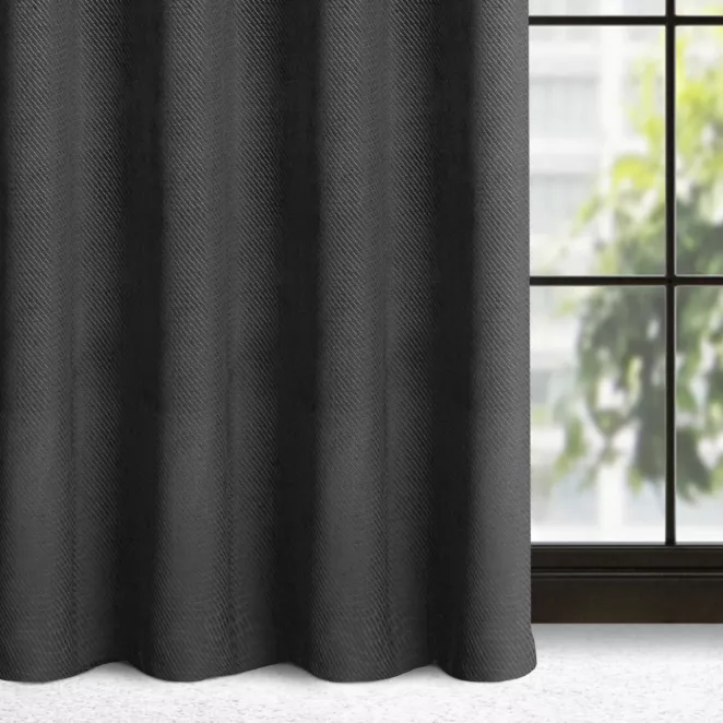 Zasłona czarna z wytłaczanego welwetu 140x250 cm przelotka - ELIZA
