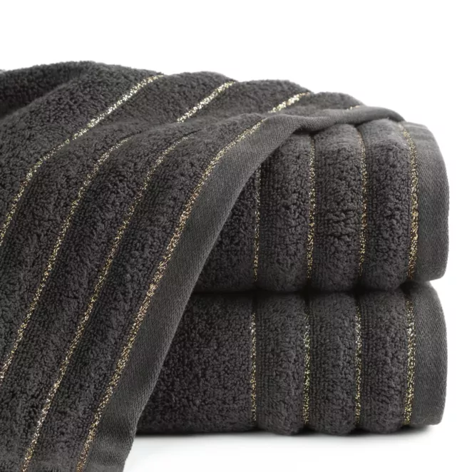 Ręcznik kąpielowy 50x90 cm bawełniany kolor stalowy z błyszczącą bordiurą 500 g/m2 NADINE