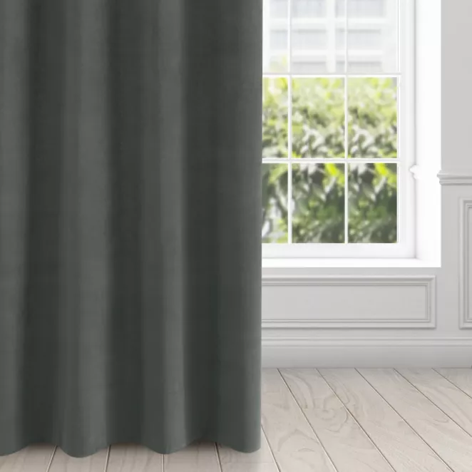 Zasłona grafitowa z matowego welwetu 140x250 cm przelotka - MILO