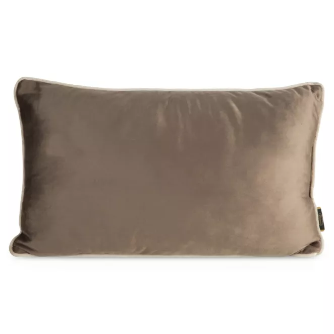 Poduszka 30 x 50 cm welwetowa ciemnobeżowa zdobiona kontrastującą wypustką na brzegach MELIA EUROFIRANY PREMIUM