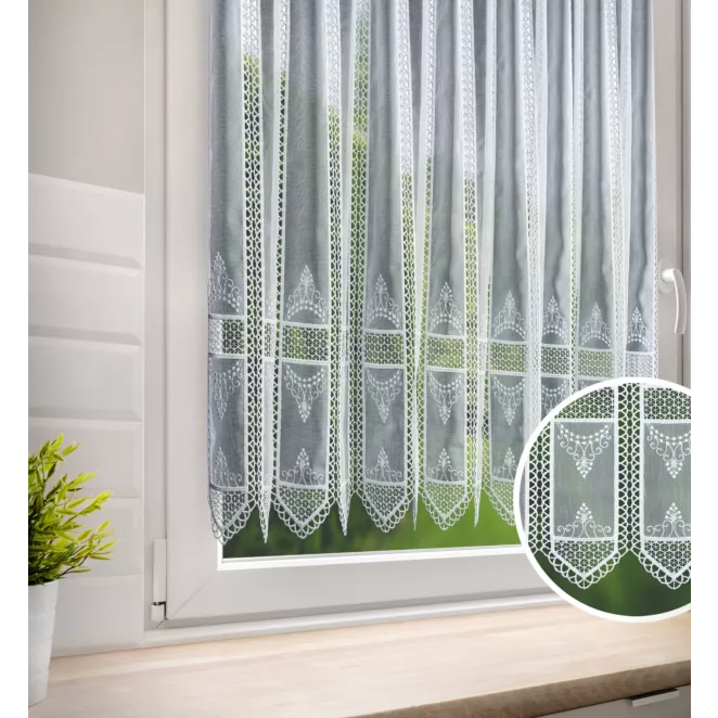 Tkanina firanowa zazdrostka z haftem i ażurem