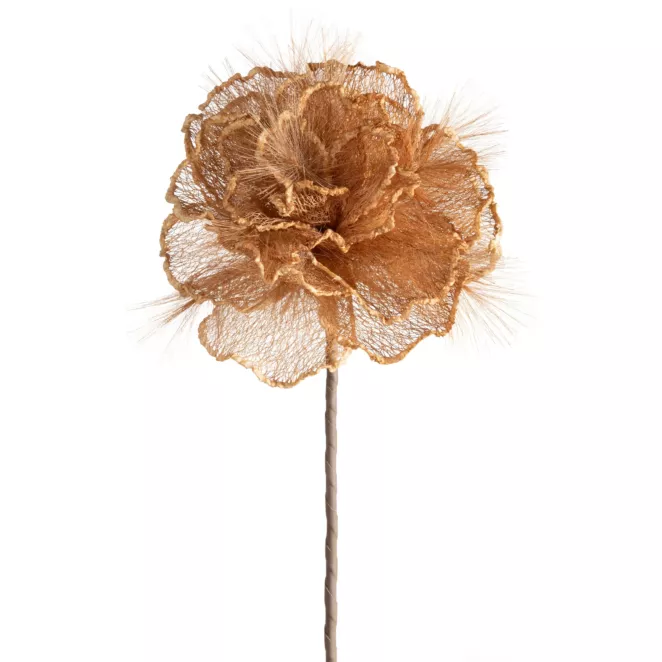 Kwiat sztuczny beżowy z siateczki 80 cm