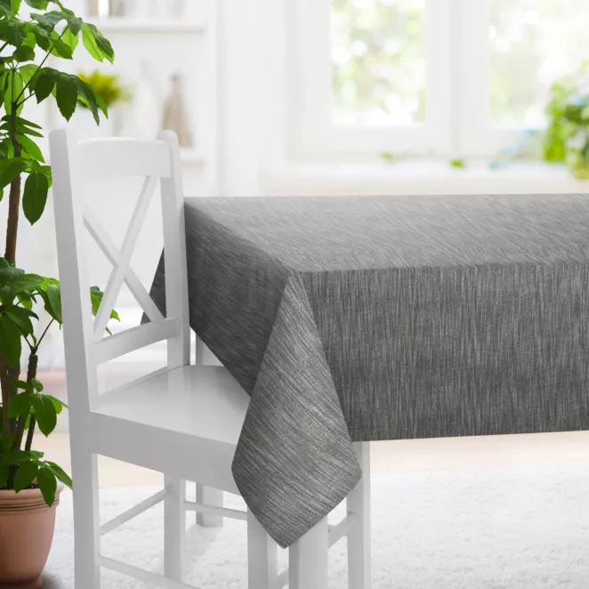 Obrus szyty FELICITY grafitowy o naturalnym splocie w melanżowych odcieniach