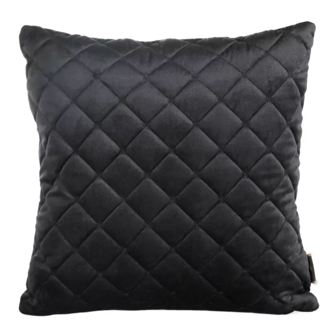 Poszewka na poduszkę 45x45 cm welwetowa czarna pikowana metodą tradycyjnego szycia RIA 1 Eurofirany Premium