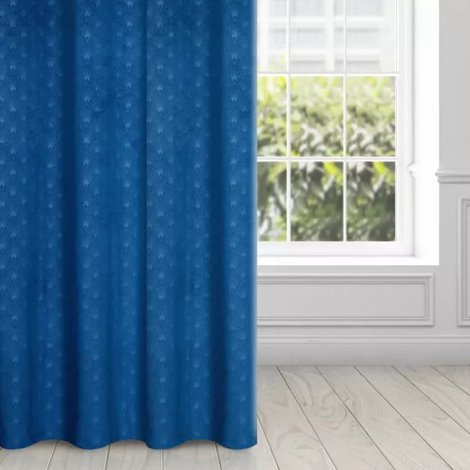 Zasłona granatowa z wytłaczanego welwetu 140x250 cm przelotka - JULIA