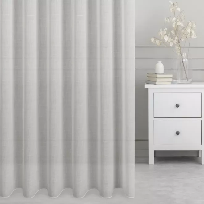 Firana szyta na taśmie 5 cm naturalna z matowej gęsto tkanej etaminy o naturalnym splocie i wysokości 350cm