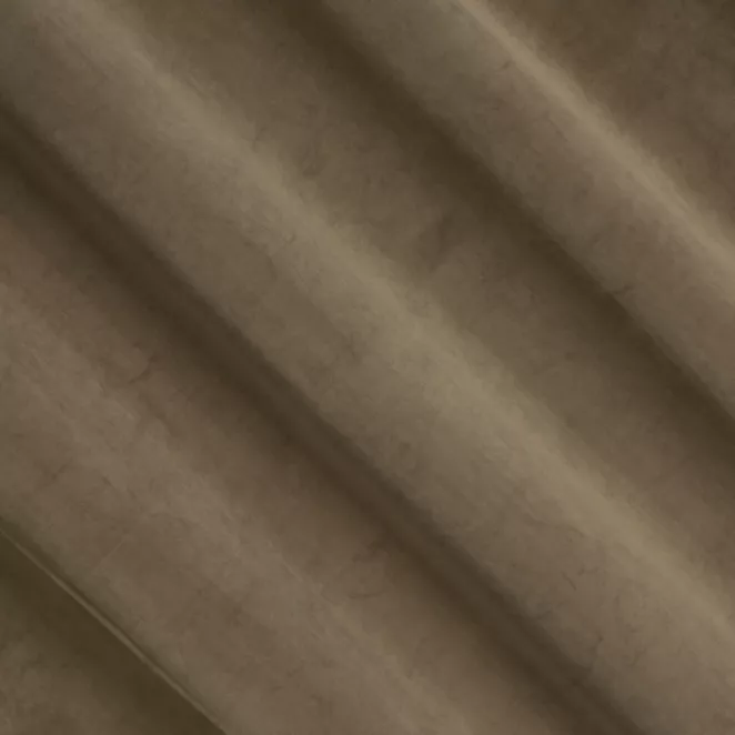 R88/14 Zasłona szyta na taśmie 5 cm ENYA jasnobrązowa z miękkiej półmatowej tkaniny welwetowej