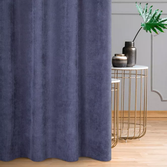 Zasłona granatowa o strukturze sztruksu 140x250 przelotka - JULIE