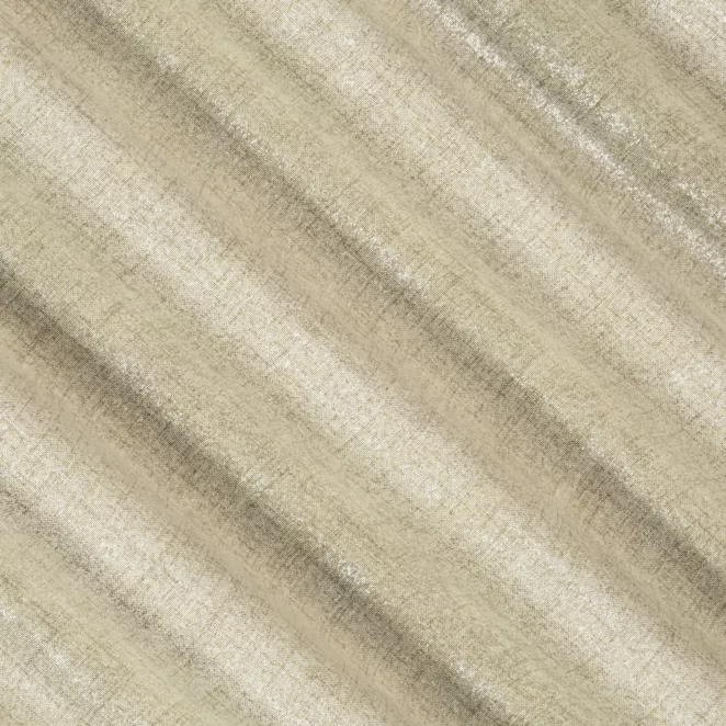 P273/4 Zasłona szyta na taśmie 5 cm beżowo srebrna tkanina o naturalnym splocie z delikatnym połyskiem