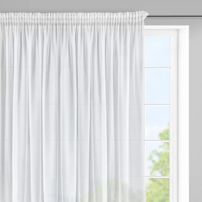 Komplet białych firan 2szt z gładkiego woalu na okno i drzwi balkonowe 400x145 cm / 200x245 cm taśma AGA