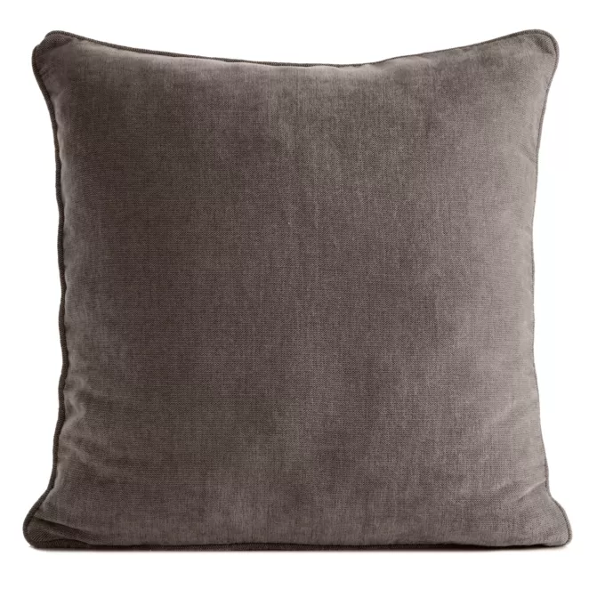 Poszewka na poduszkę 45x45 cm ciemnobeżowa z szenilowej tkaniny - VANI