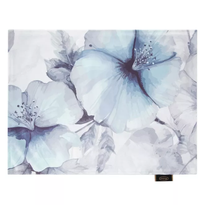 Komplet podkładek 4 szt 30x40 cm kremowo, niebieski dwustronnych, welwetowych VELVET 5 zdobionych kwiatami