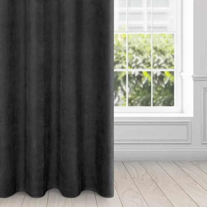 Zasłona czarna z matowego welwetu 140x250 cm przelotka - MILO