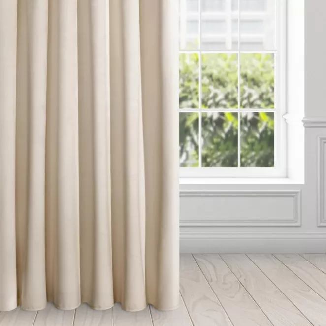 Zasłona beżowa z ekskluzywnego aksamitnego welwetu 290 g/m2 140x270 cm taśma - - VILLA