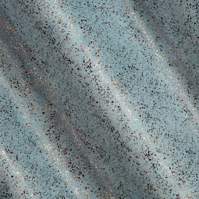 M157/1 Zasłona szyta na taśmie 5 cm STONE niebieska z grubej welwetowej tkaniny w drobny połyskujący wzór