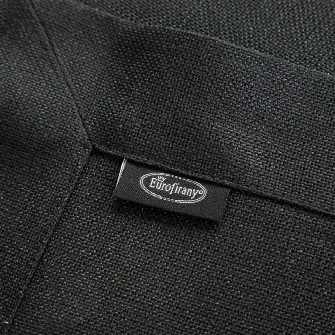 Bieżnik na stół czarny 40x180 cm z tkaniny przypominającej płótno STELLA 2 z podwójną listwą na brzegach