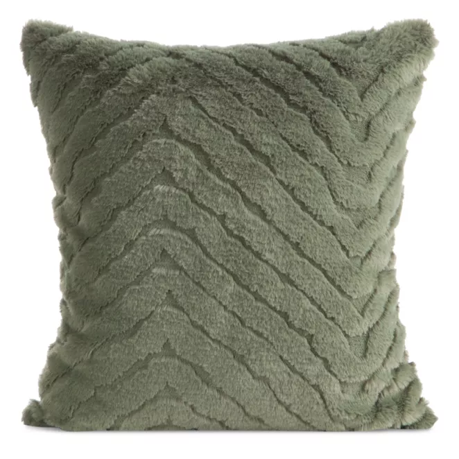 Poszewka na poduszkę 45x45 cm futrzana oliwkowa zdobiona efektem 3D KATE