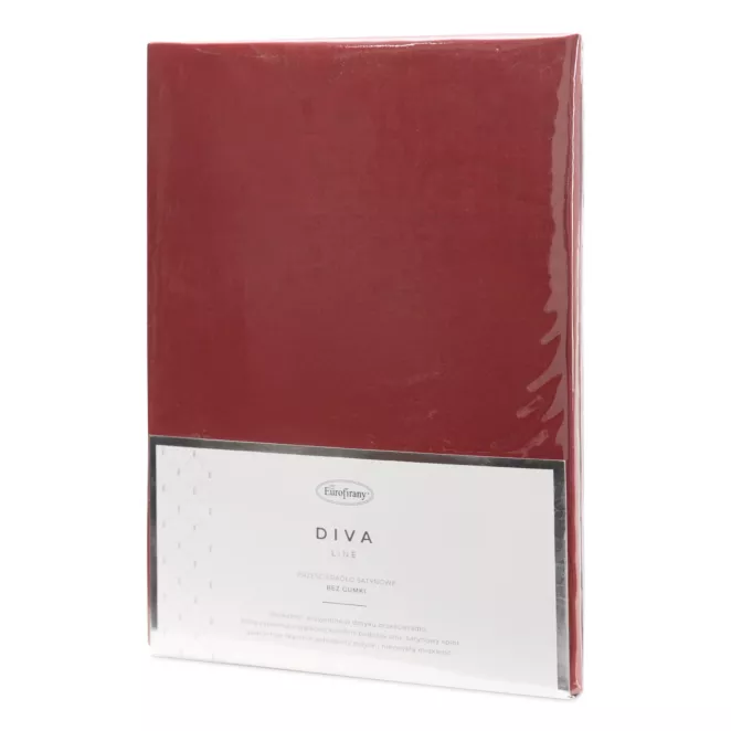 Prześcieradło bez gumki 160x210 cm z satyny bawełnianej kolor czerwony 125 g/m2 DINA Diva Line