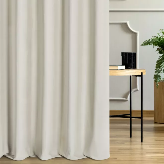 Zasłona szyta na taśmie 5 cm naturalna z tkaniny welwetowej zaciemniającej w 100%