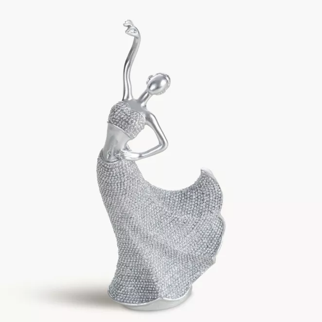 Figurka srebrna w kształcie baletnicy o drobnym strukturalnym wzorze 8x5x20 cm ELDO