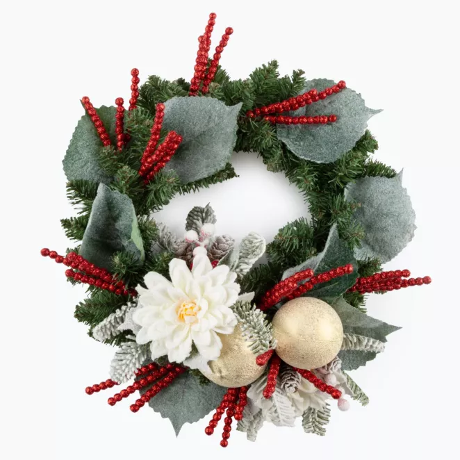 Wianek świąteczny ręcznie dekorowany ŚNIEŻNE ŚWIĘTA