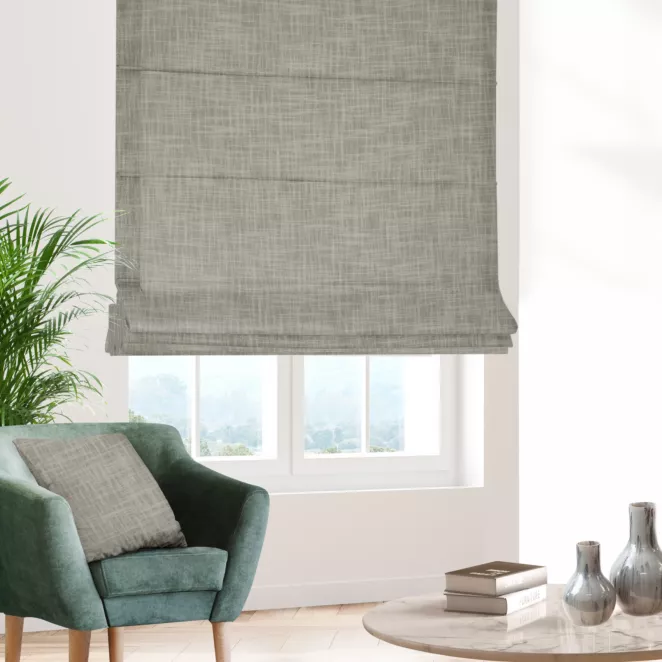 Roleta rzymska stalowa o naturalnym, luźnym splocie w stylu eko