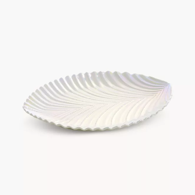 Patera dekoracyjna z wytłaczanym wzorem w perłowym odcieniu NELA