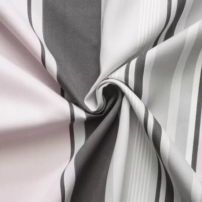 L58/4 Zasłona szyta na taśmie 5 cm MAINCY popielata z tkaniny bawełnianej w kolorowe pasy