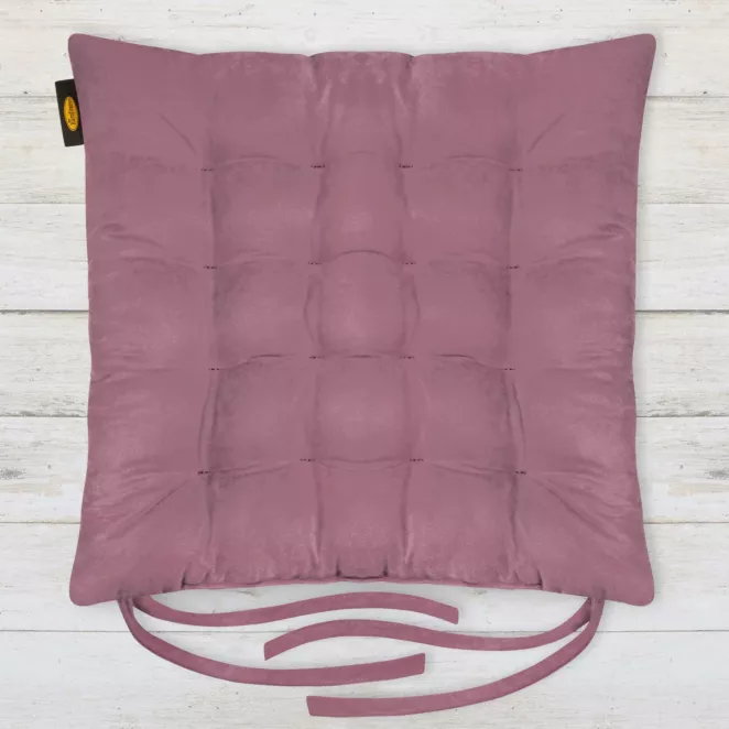Poduszka na krzesło 40 x 40 x 6 cm welurowa ciemnoróżowa z szesnastoma pikowaniami ADORE