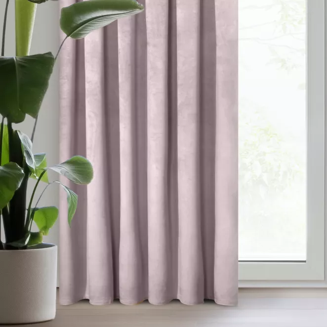 Zasłona welwetowa pudrowy róż gładka 140x300 cm taśma - PIERRE