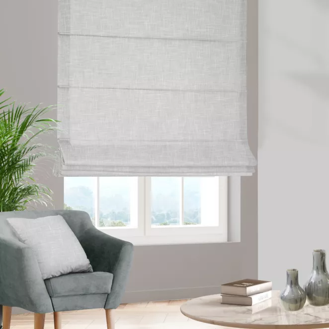 Roleta rzymska naturalna z gęsto tkanej matowej etaminy o naturalnym splocie