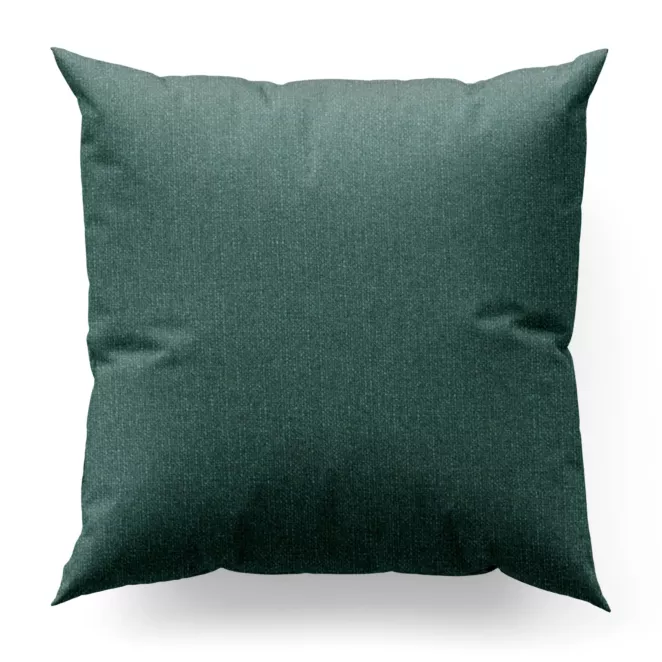 Poszewka szyta ciemnozielona z tkaniny o naturalnym splocie w stylu eko