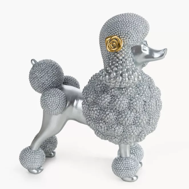 Figurka srebrna w kształcie uroczego psa o drobnym strukturalnym wzorze 17x9x19 cm ELDO 1