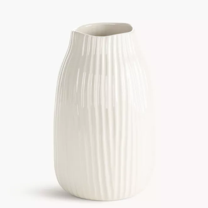 Wazon kremowy w wytłaczanym wzorem 15x15x25 cm JENNY - kolekcja SEA SUMMER